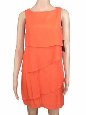 Zara Basic Layered Sleeveless Dress Orange Size S
